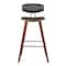 Armen Living Fox 25.5" Counter Height Brown Faux Leather and Walnut Wood Mid-Century Modern Bar Stool LCFOBAWABR26 - alternate 6